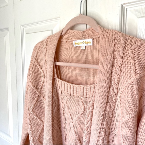 Sugar Moon Pink / Peach Cable Knit Set - Picture 2 of 5